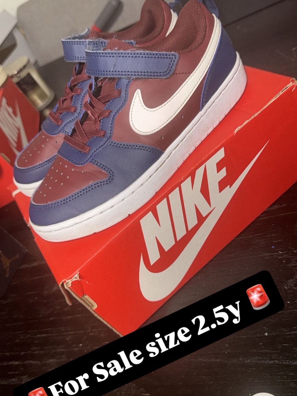 Nike Kids Burgundy, Navy & White Low-Top Sneakers